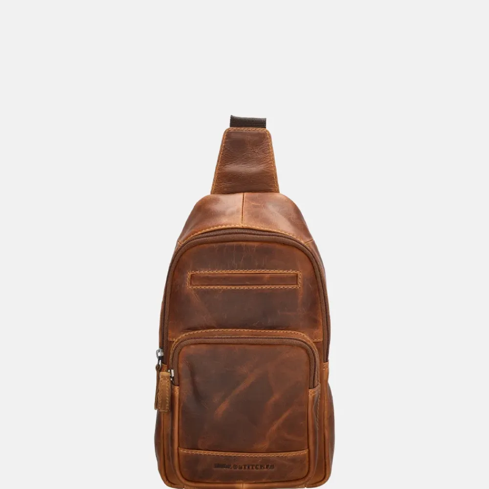 Crossbody Tassen^Hide & Stitches slingback crossbody tas cognac