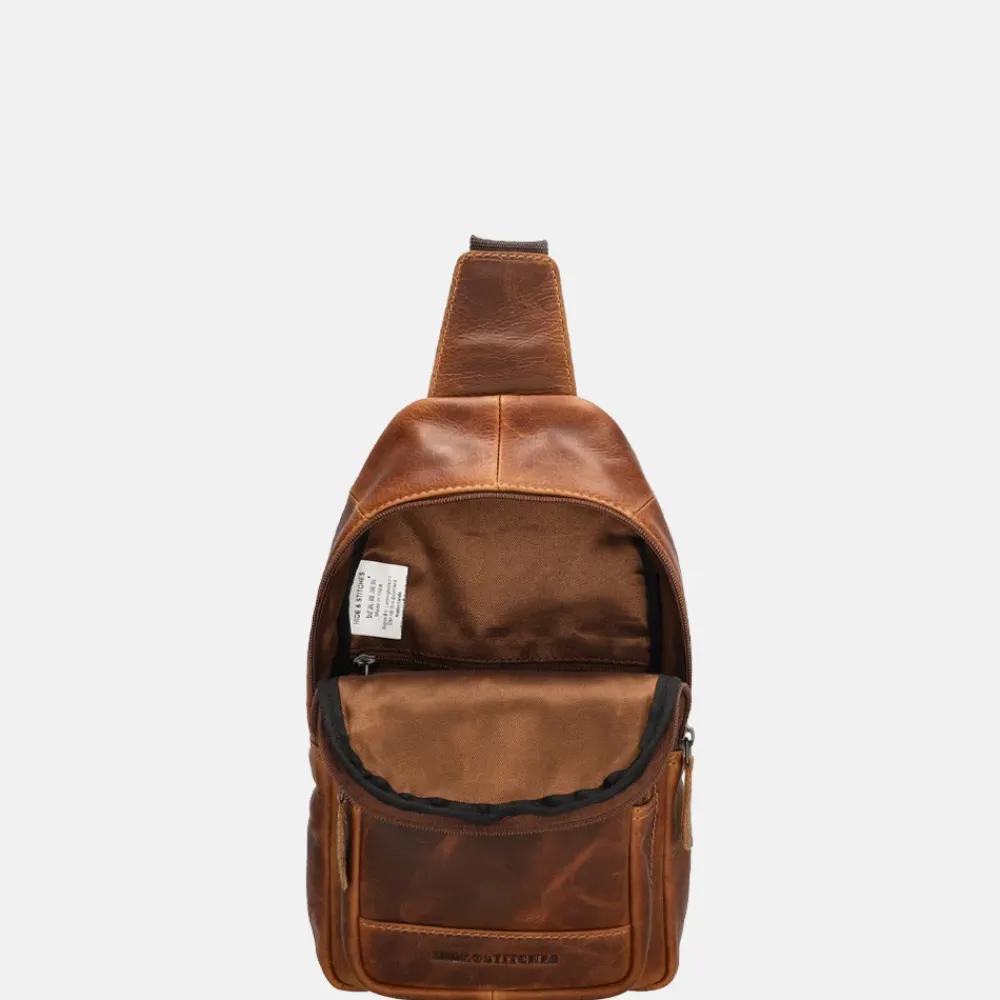 Crossbody Tassen^Hide & Stitches slingback crossbody tas cognac
