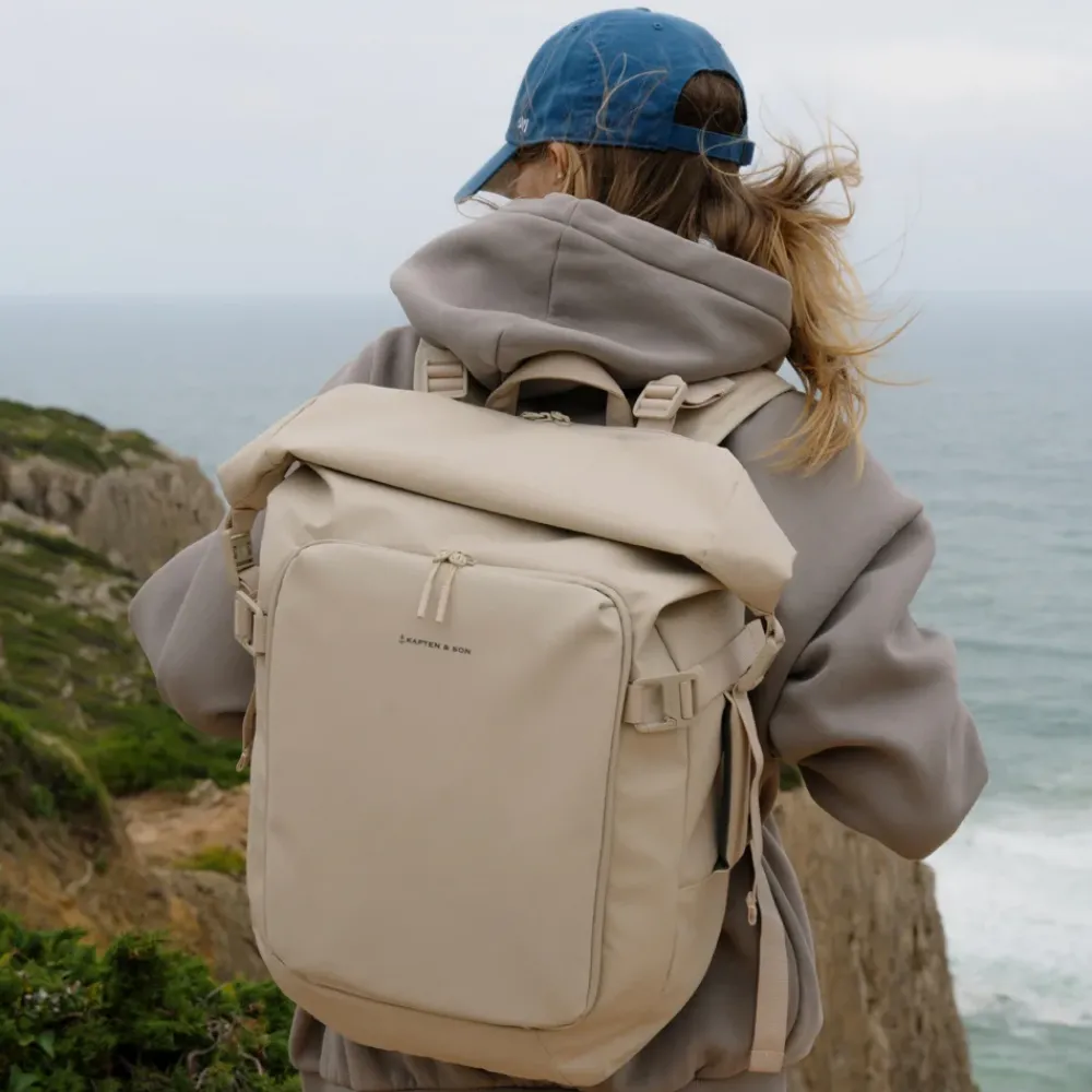 Laptop Rugzakken^Kapten & Son Lisbon roll-top laptoprugzak sandstone