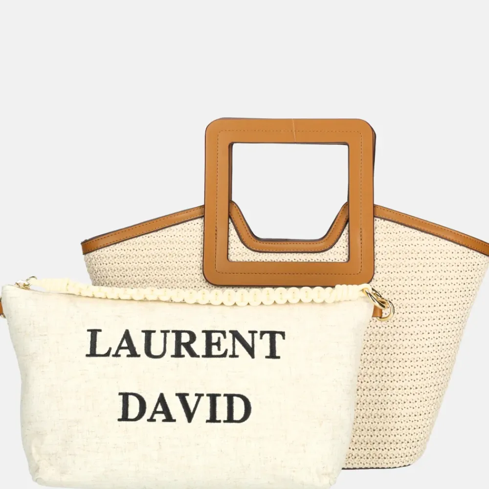 Handtassen^Laurent David handtas cognac