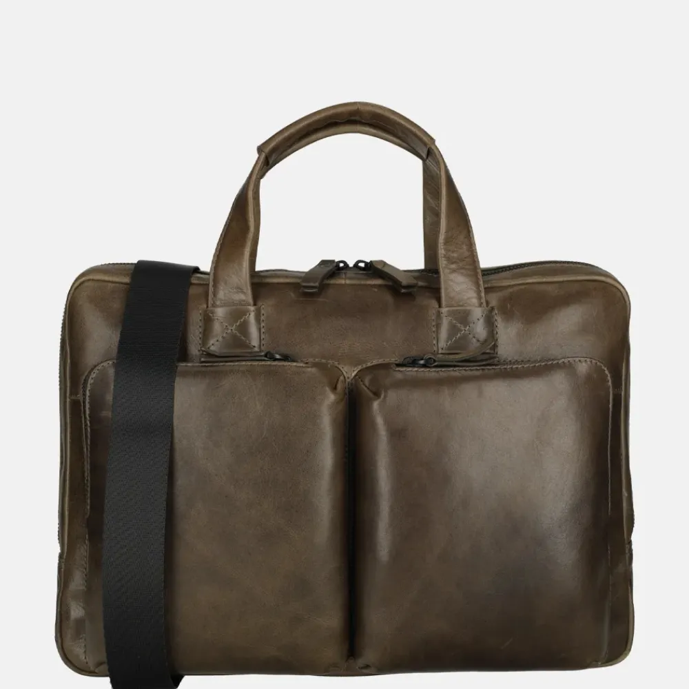 Heren Laptoptassen^Leonhard Heyden Porto 14 inch laptoptas grey brown