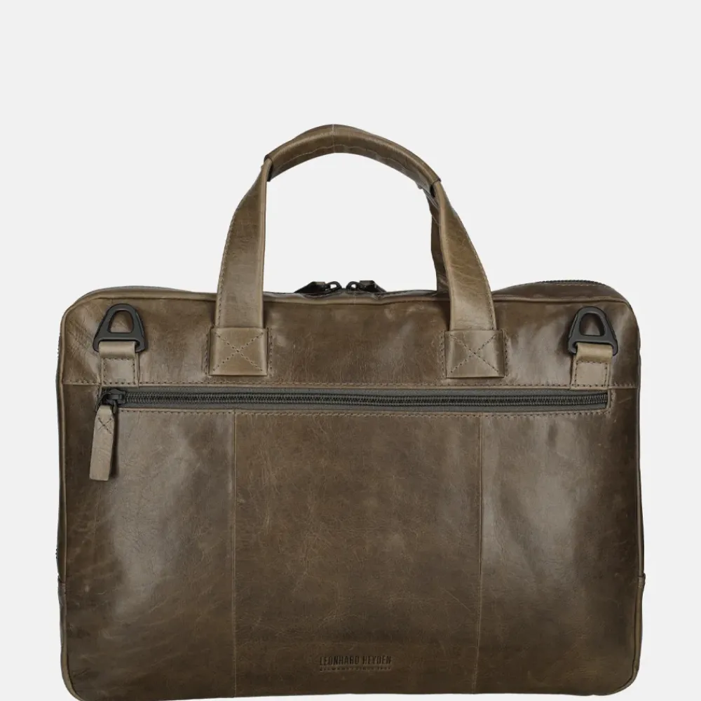 Heren Laptoptassen^Leonhard Heyden Porto 14 inch laptoptas grey brown