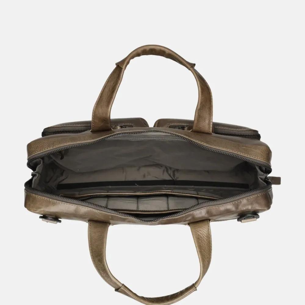 Heren Laptoptassen^Leonhard Heyden Porto 14 inch laptoptas grey brown