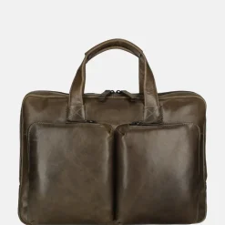 Heren Laptoptassen^Leonhard Heyden Porto 14 inch laptoptas grey brown