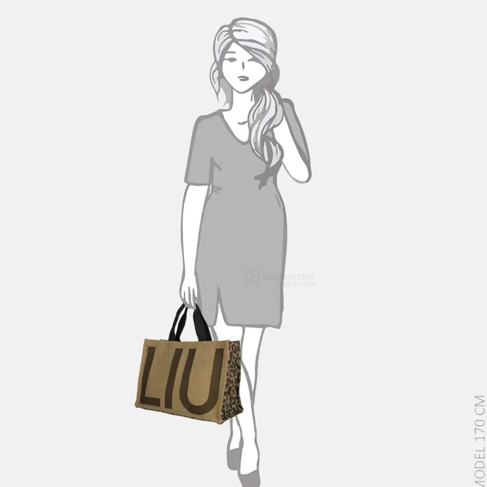 Handtassen^Liu Jo tote logo handtas L animalier brown
