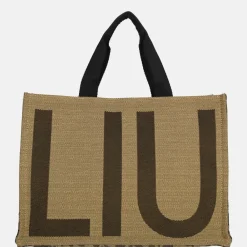Handtassen^Liu Jo tote logo handtas L animalier brown