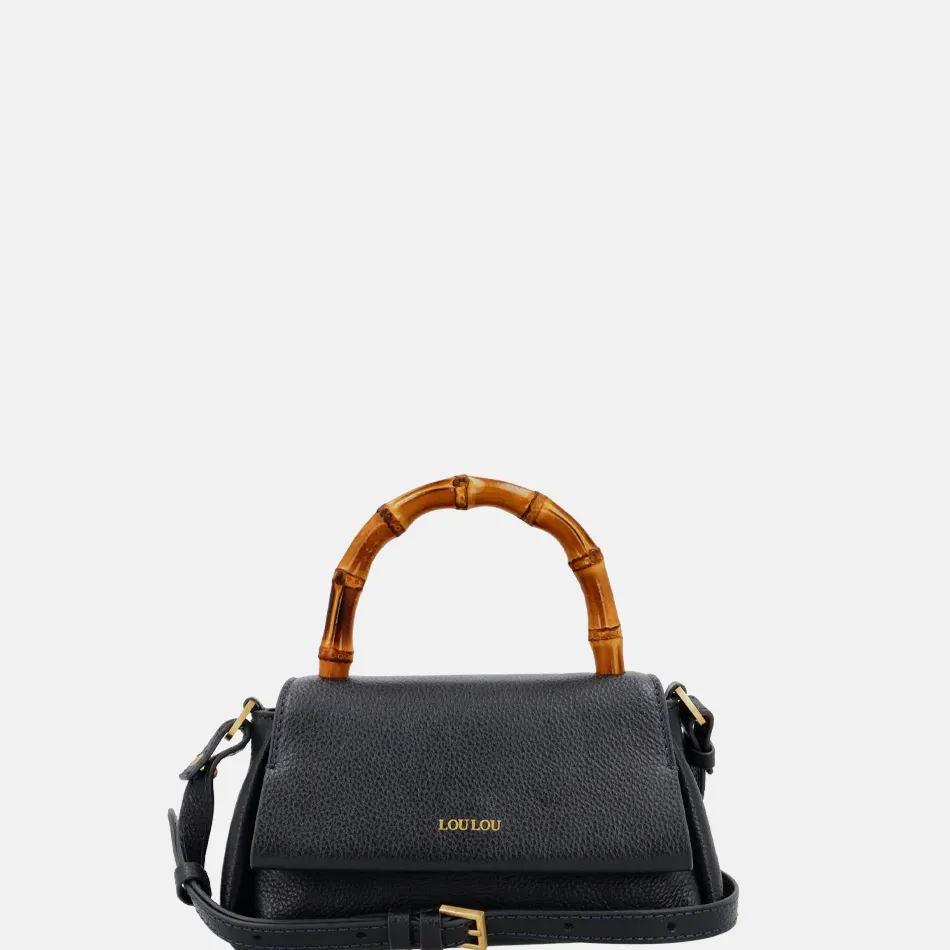 Handtassen^Loulou Essentiels Mae Bamboo handtas dark blue