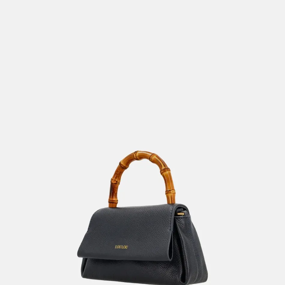 Handtassen^Loulou Essentiels Mae Bamboo handtas dark blue