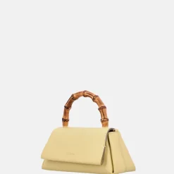 Handtassen^Loulou Essentiels Mae Bamboo handtas sorbet yellow