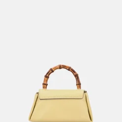 Handtassen^Loulou Essentiels Mae Bamboo handtas sorbet yellow