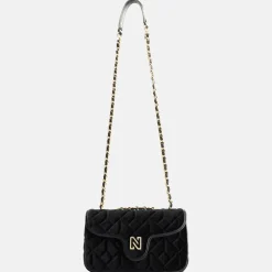 Schoudertassen^Nikkie Ann velvet schoudertas black