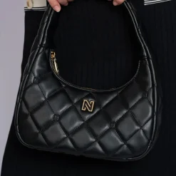 Schoudertassen^Nikkie Isla Diamond schoudertas black