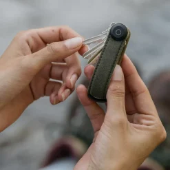 Sleuteletuis^Orbitkey 2.0 Waxed canvas sleuteletui khaki green