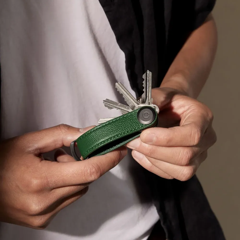 Sleuteletuis^Orbitkey Key Organizer 2.0 pebbled leather emerald