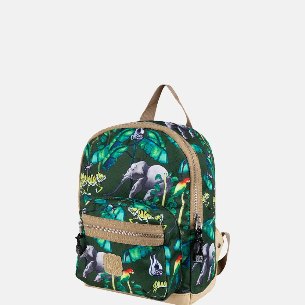 Kinderrugzakken Met Naam | Kinderrugzakken^Pick and Pack Pick & Pack Happy Jungle kinderrugzak S bamboo