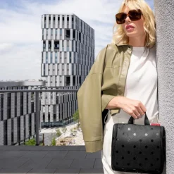 Toilettassen^Reisen thel toilettas XL glossy dots black