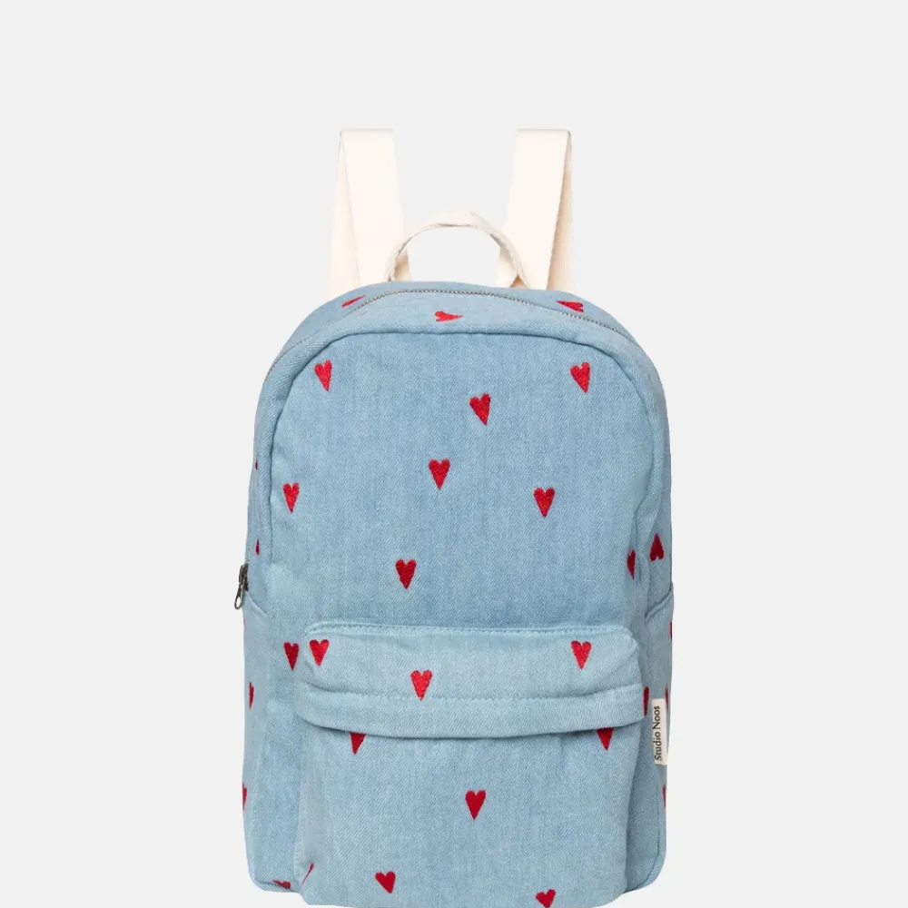 Kinderrugzakken | Kinderschooltassen^Studio Noos Denim Hearts kinderrugzak denim