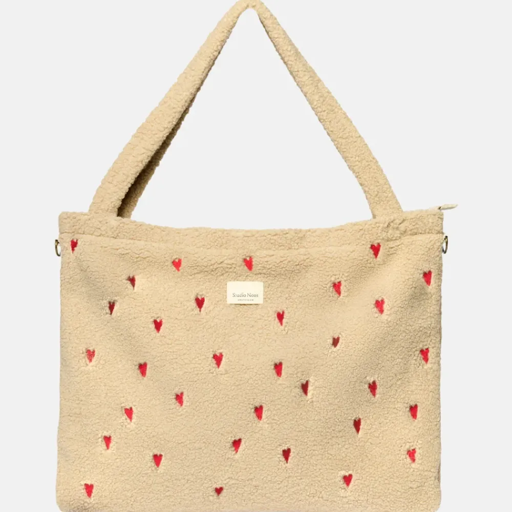 Luiertassen^Studio Noos teddy mom bag luiertas ecru hearts