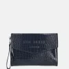 Clutches^Ted Baker Crocey clutch dark blue