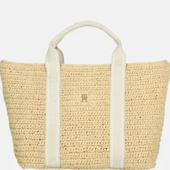 Shoppers^Tommy Hilfiger Riet Spring logo shopper beige
