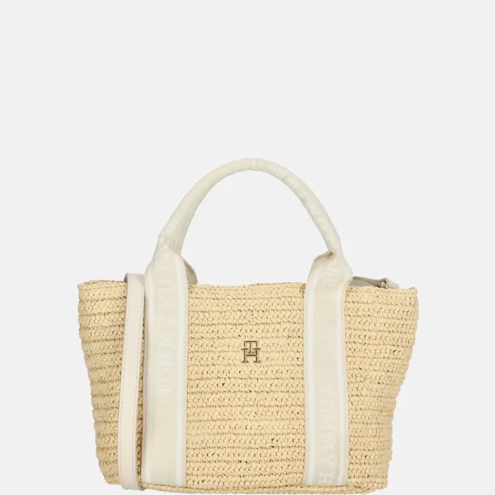 Handtassen^Tommy Hilfiger Riet Spring Logotape handtas mini beige