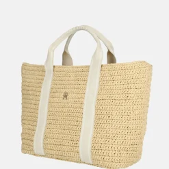 Shoppers^Tommy Hilfiger Riet Spring logo shopper beige