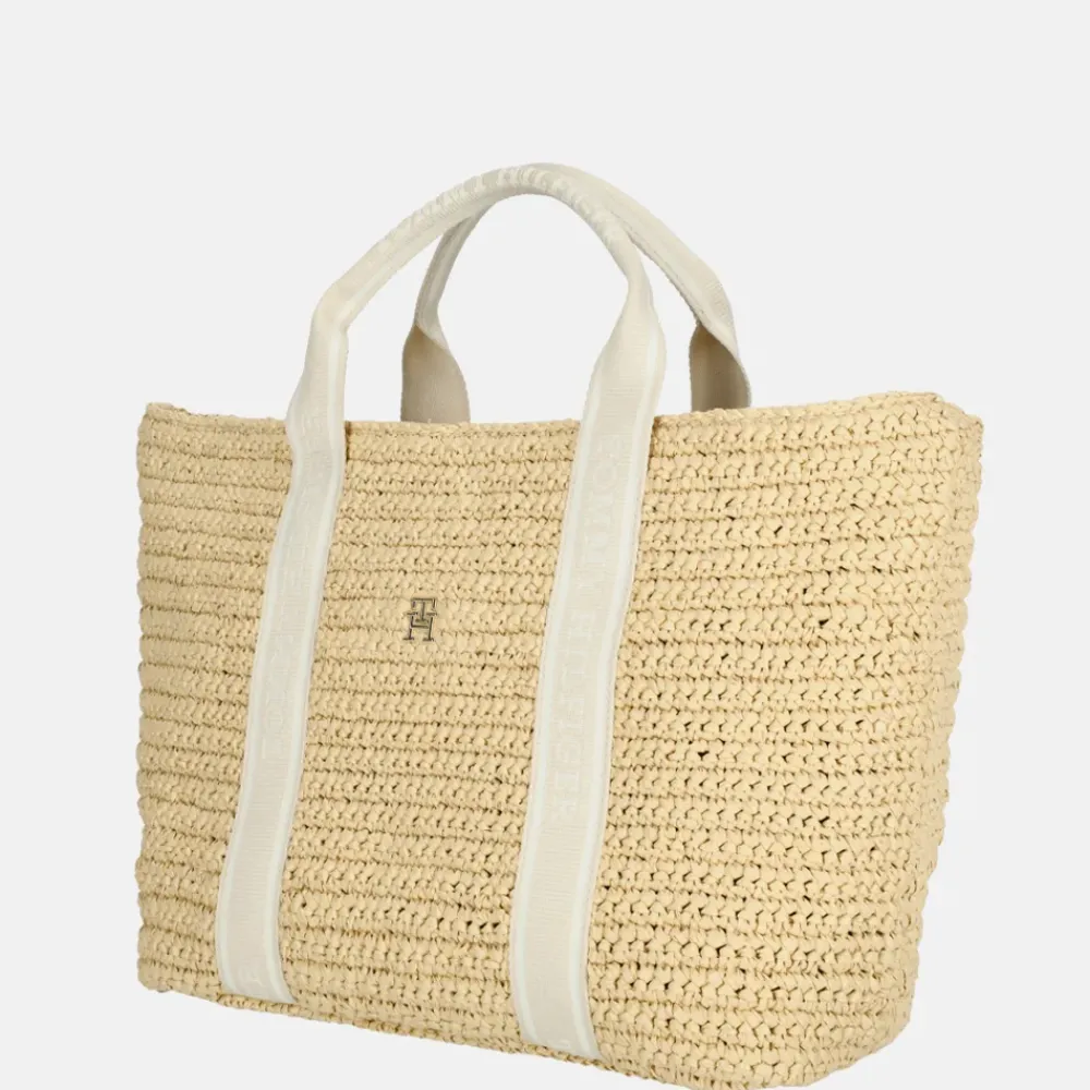 Shoppers^Tommy Hilfiger Riet Spring logo shopper beige