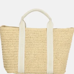 Shoppers^Tommy Hilfiger Riet Spring logo shopper beige