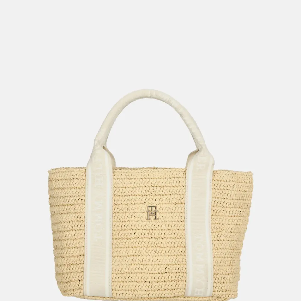 Handtassen^Tommy Hilfiger Riet Spring Logotape handtas mini beige