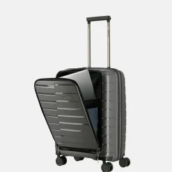 Handbagage Koffers^Travelite Air Base Frontpocket handbagage koffer 55 cm antraciet