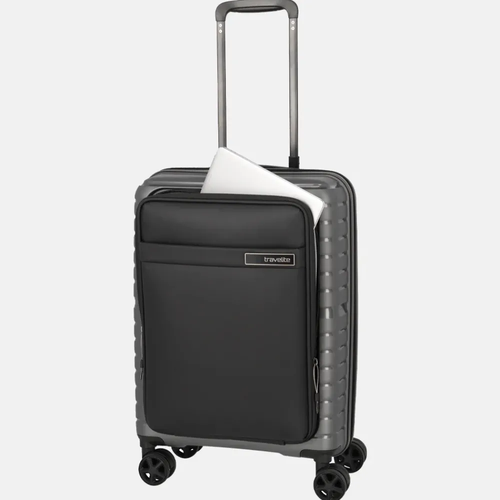 Handbagage Koffers^Travelite Trient Frontpocket handbagage koffer 55 cm anthracite