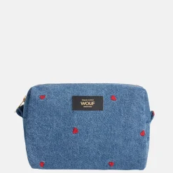 Toilettassen^Wouf Anais toilettas denim hearts